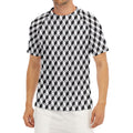 Grey Geometric Cube Shape Pattern Print Men's Short Sleeve Rash Guard