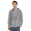 Grey Geometric Cube Shape Pattern Print Men's Velvet Pullover Hoodie