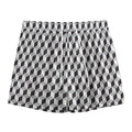 Grey Geometric Cube Shape Pattern Print Mesh Shorts