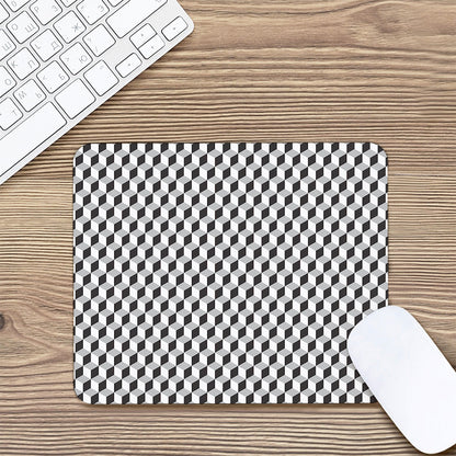 Grey Geometric Cube Shape Pattern Print Mouse Pad