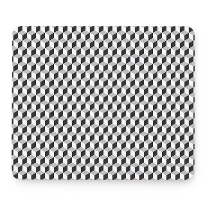 Grey Geometric Cube Shape Pattern Print Mouse Pad