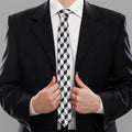 Grey Geometric Cube Shape Pattern Print Necktie