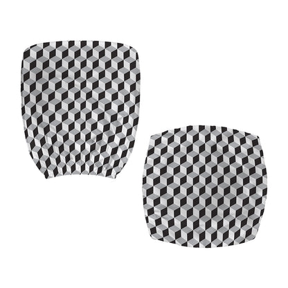 Grey Geometric Cube Shape Pattern Print Office Chair Cover