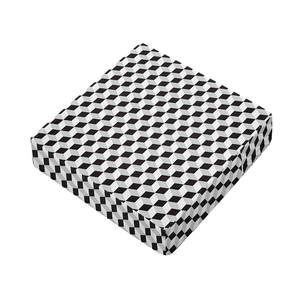 Grey Geometric Cube Shape Pattern Print Outdoor Seat Cushion Cover