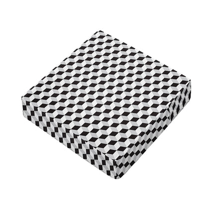 Grey Geometric Cube Shape Pattern Print Outdoor Seat Cushion Cover