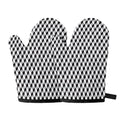 Grey Geometric Cube Shape Pattern Print Oven Mitts