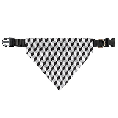 Grey Geometric Cube Shape Pattern Print Over The Collar Dog Bandana