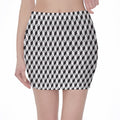 Grey Geometric Cube Shape Pattern Print Pencil Mini Skirt