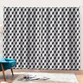 Grey Geometric Cube Shape Pattern Print Pencil Pleat Curtains