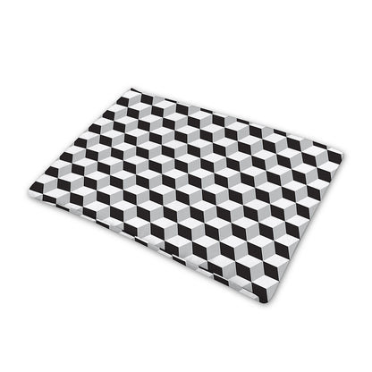 Grey Geometric Cube Shape Pattern Print Pet Cooling Mat Cover