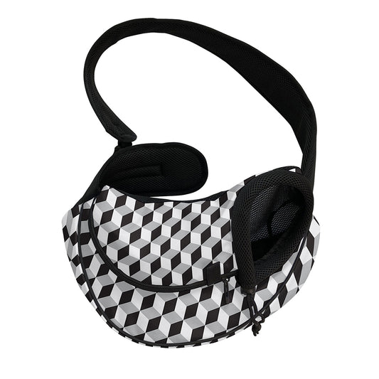 Grey Geometric Cube Shape Pattern Print Pet Sling Carrier