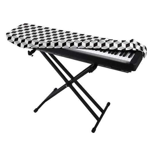 Grey Geometric Cube Shape Pattern Print Piano Keyboard Cover