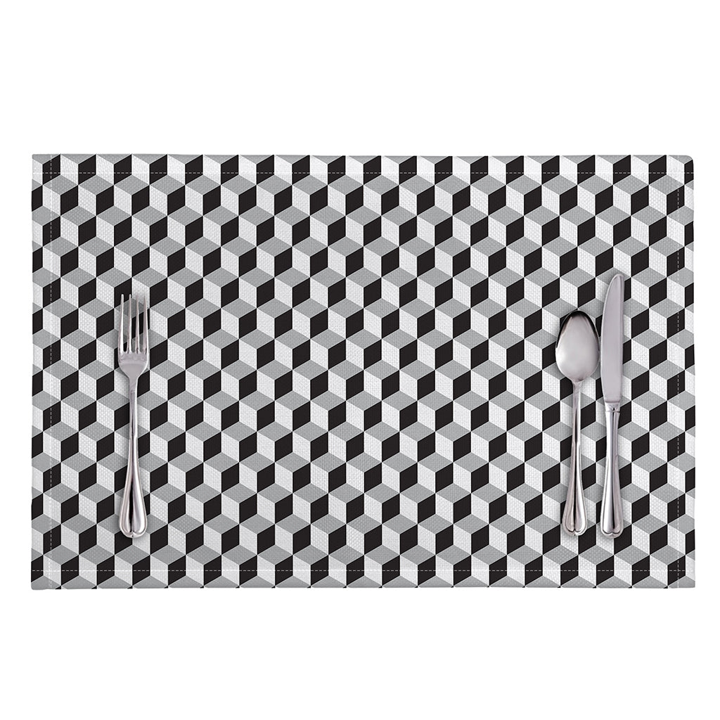 Grey Geometric Cube Shape Pattern Print Placemat