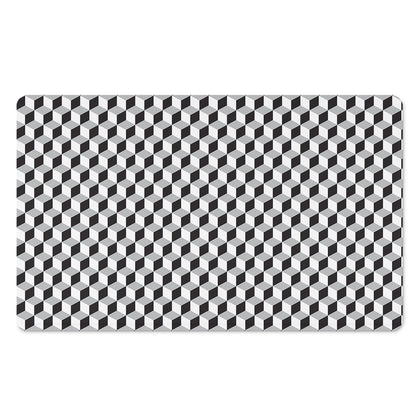Grey Geometric Cube Shape Pattern Print Polyester Doormat