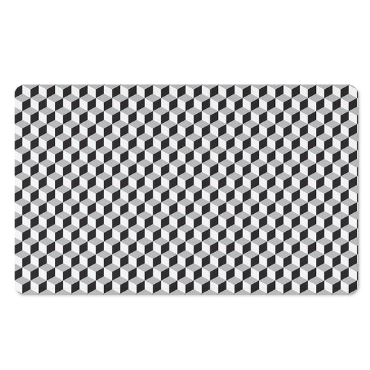 Grey Geometric Cube Shape Pattern Print Polyester Doormat