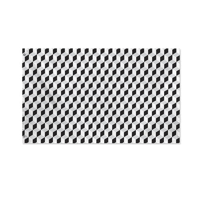 Grey Geometric Cube Shape Pattern Print Polyester Flag