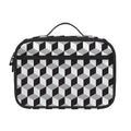 Grey Geometric Cube Shape Pattern Print Portable Lunch Bag