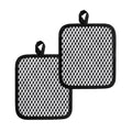 Grey Geometric Cube Shape Pattern Print Pot Holders
