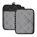 Grey Geometric Cube Shape Pattern Print Pot Holders With Pocket