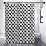 Grey Geometric Cube Shape Pattern Print Premium Shower Curtain
