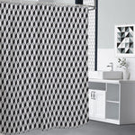 Grey Geometric Cube Shape Pattern Print Premium Shower Curtain