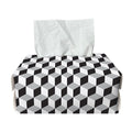 Grey Geometric Cube Shape Pattern Print Rectangle Tissue Box Cover