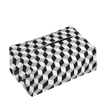 Grey Geometric Cube Shape Pattern Print Rectangle Tissue Box Cover