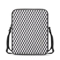 Grey Geometric Cube Shape Pattern Print Rectangular Crossbody Bag