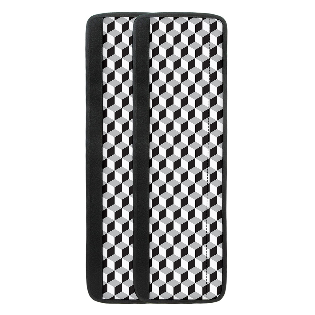 Grey Geometric Cube Shape Pattern Print Refrigerator Handle Covers