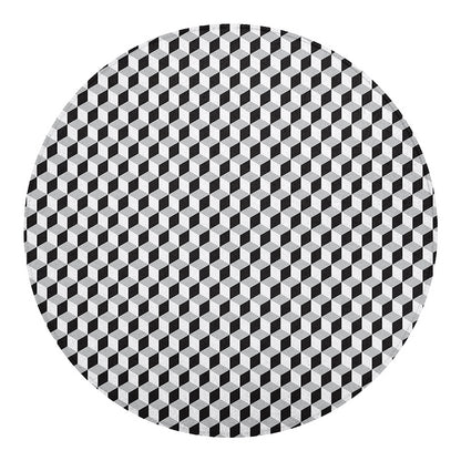 Grey Geometric Cube Shape Pattern Print Round Blanket