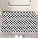 Grey Geometric Cube Shape Pattern Print Rubber Doormat