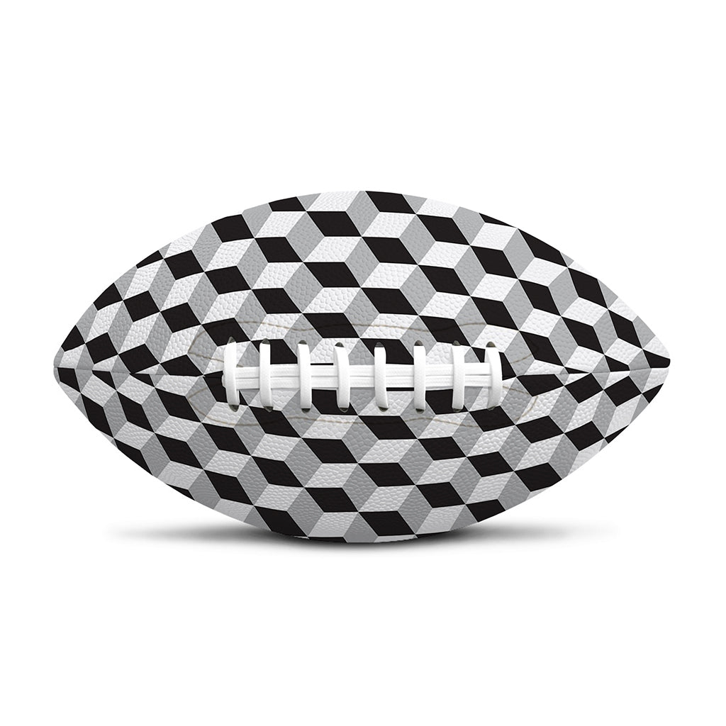Grey Geometric Cube Shape Pattern Print Rugby Ball