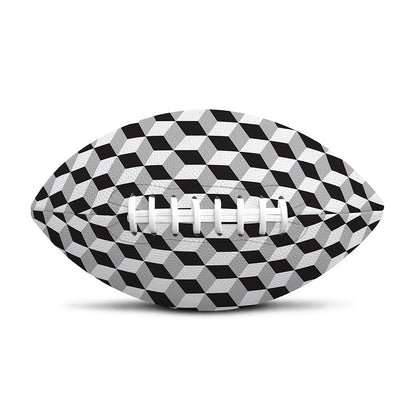 Grey Geometric Cube Shape Pattern Print Rugby Ball