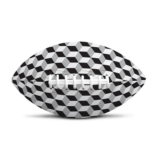 Grey Geometric Cube Shape Pattern Print Rugby Ball