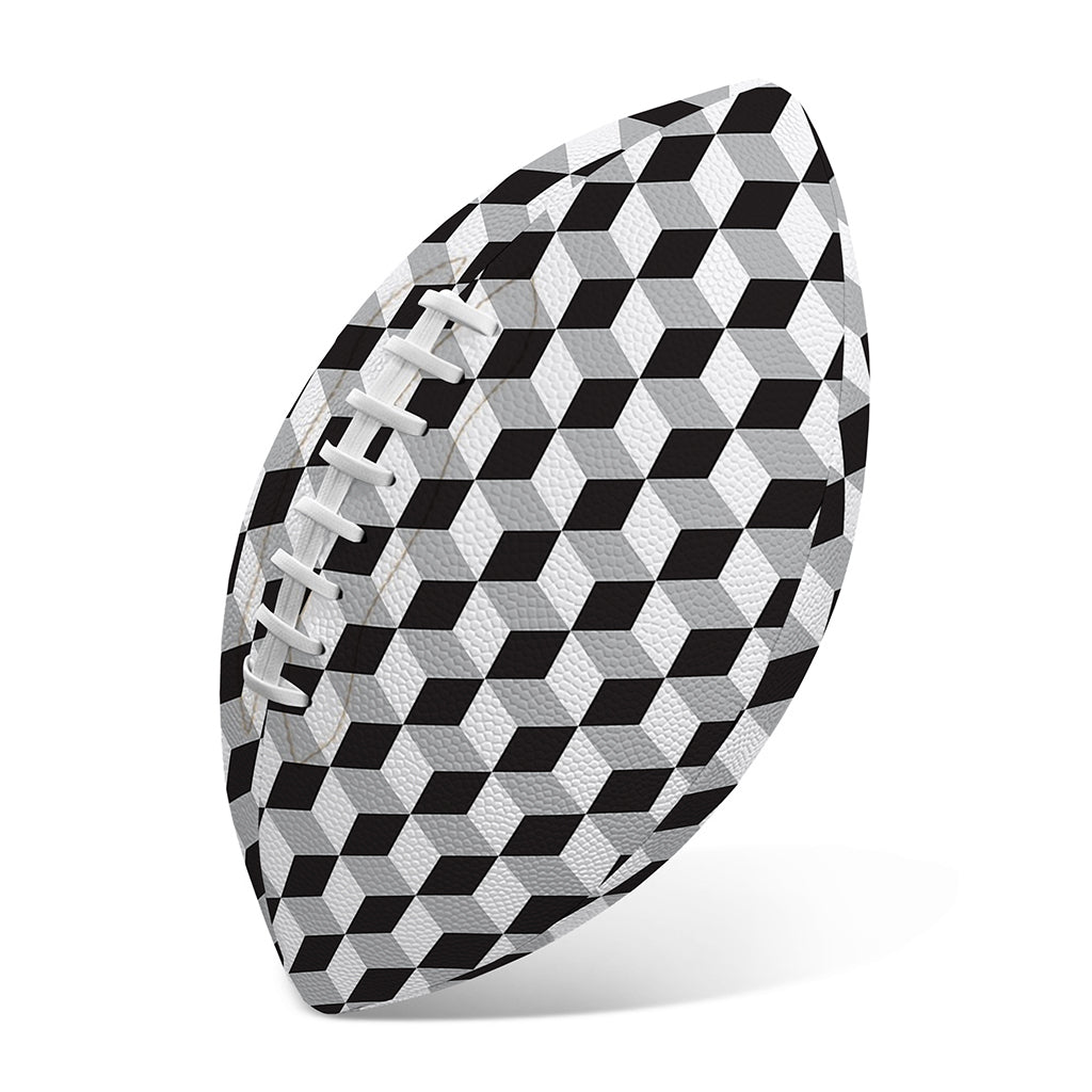 Grey Geometric Cube Shape Pattern Print Rugby Ball