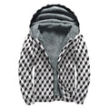 Grey Geometric Cube Shape Pattern Print Sherpa Lined Zip Up Hoodie