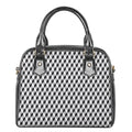 Grey Geometric Cube Shape Pattern Print Shoulder Handbag