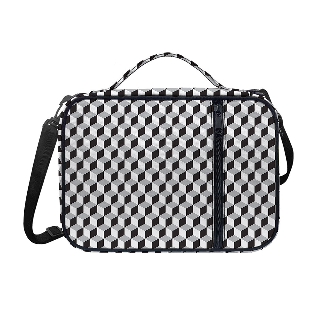 Grey Geometric Cube Shape Pattern Print Shoulder Strap Bible Bag