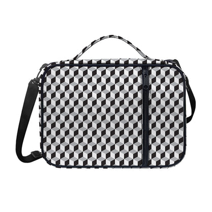 Grey Geometric Cube Shape Pattern Print Shoulder Strap Bible Bag
