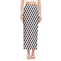 Grey Geometric Cube Shape Pattern Print Side Slit Maxi Skirt