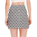 Grey Geometric Cube Shape Pattern Print Side Slit Mini Skirt