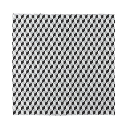 Grey Geometric Cube Shape Pattern Print Silk Bandana