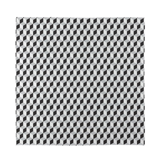 Grey Geometric Cube Shape Pattern Print Silk Bandana