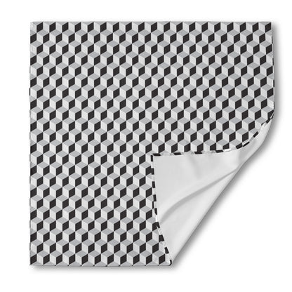 Grey Geometric Cube Shape Pattern Print Silk Bandana