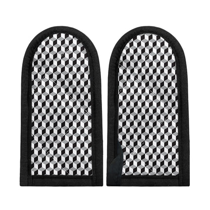 Grey Geometric Cube Shape Pattern Print Skillet Handle Cover