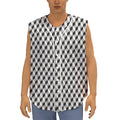 Grey Geometric Cube Shape Pattern Print Sleeveless Baseball Jersey