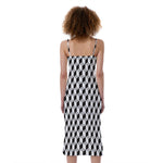 Grey Geometric Cube Shape Pattern Print Slim Fit Midi Cami Dress