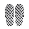 Grey Geometric Cube Shape Pattern Print Slippers