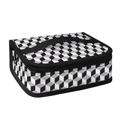 Grey Geometric Cube Shape Pattern Print Small Lunch Bag