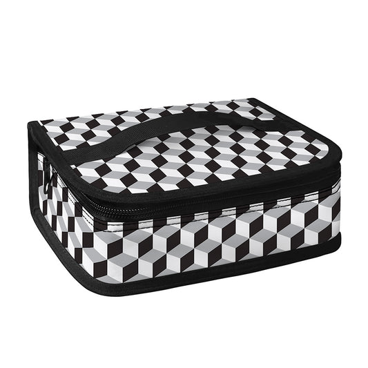 Grey Geometric Cube Shape Pattern Print Small Lunch Bag